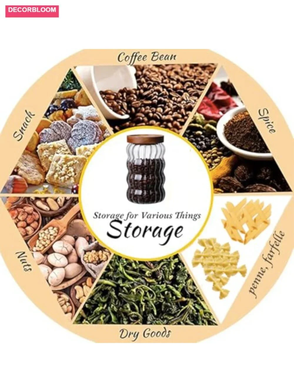Glass Food Storage Jar with Airtight Acacia Wood Lid, 700ml